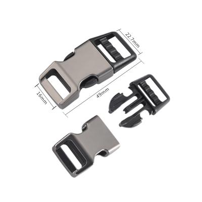 China Hot Selling Quick Side Release Buckle Strong Pull Adjustable Half Plastic & Half Metal Buckle For Dog Collar Backpack for sale