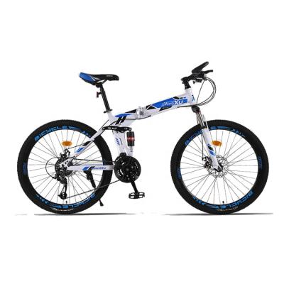 China hot sale 26 inch 21/24/27 speed popular mtb full carbon steel frame double suspension folding bike carbon steel mountain bike for sale