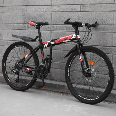 China Popular wholesale cheap folding bicycle 26 inch mtb dual disc suspension full brake 21/24/27-speed for sale for sale