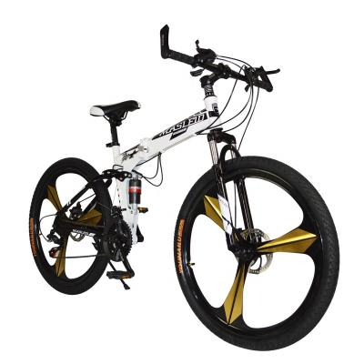 China Popular hot sale 26 inch 21 speed double disc brake shock absorption carbon frame folding mountainbike for adults for sale