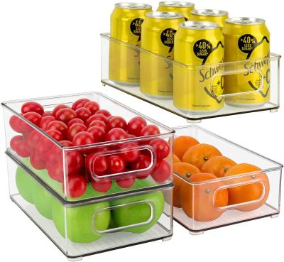 China 4 Packs Viable Transparent PET Bin Fridge Organizer Kitchen Fridge Organizer Set Plastic Fridge Storage Fridge for sale