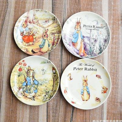 China Sustainable Professional factory production of ceramic plate 8 inch moonlight flat custom picture logo cartoon cartoon series white plate for sale