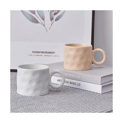 China Sustainable Stylish water cups Innovative embossed ceramic cups Custom logo manufacturer wholesale classic style ceramic coffee cups for sale