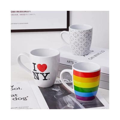 China Sustainable Manufacturers supply white bulging ceramic cup can be customized logo pattern cup body color business gift size capacity for sale