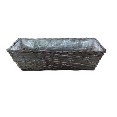 China Handmade Hot Sale Differently Shaped Wicker Storage Basket Laundry Storage Basket With Plastic Liner for sale