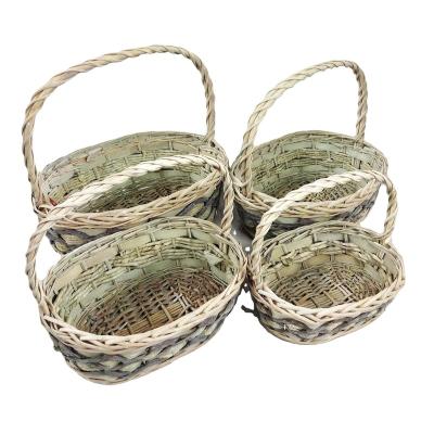 China Handmade pure hand - woven wicker storage craft rattan basket for bread/flowers/fruit/storage for sale