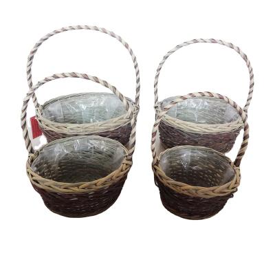 China Handmade Multifunctional Wicker Organizer Small, Medium, Large Size Gift Baskets Baskets Handmade Rope Fruit Basket with Handle for sale