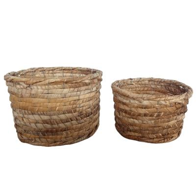 China Hotel Handmade Natural Multi-Function Wooden Wooden Decor Wooden Basket Storage Barrel Planter Flower Basket With Plastic Coating for sale