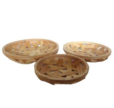 China Handmade Weaving Natural Wooden Pot Slice Planter Wooden Fruit and Vegetable Storage Basket for Home Decoration for sale