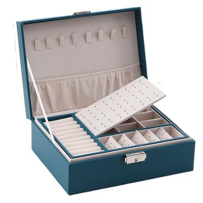 China Double Layer Leather Black Packing Box Leather Material Gift Boxes For Jewelry for sale