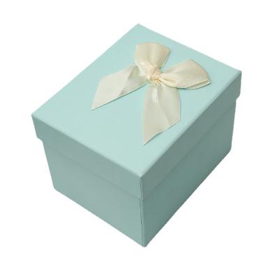 China Recyclable Light Blue Valentines Boxes Cute Art Paper Covered To Gray Board Gift Box For Wedding for sale