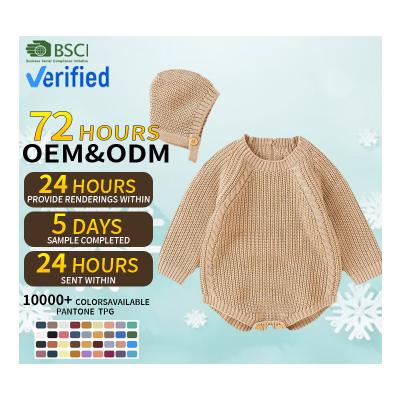 China Hot Sale Custom Made Anti-Shrink Baby Comfortable Single Overalls Set Knitted Sweater Triangle Romper Baby Sweater Romper for sale