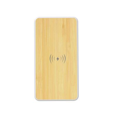 China Wireless Charging Ce Approved Custom Ultra Slim Bamboo Portable Powerbank Power Bank With Smart Cell Phone 8000mah Qi Wireless Charging for sale