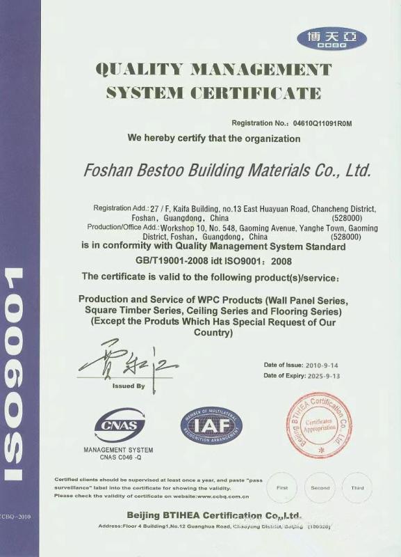 ISO9001 - Foshan Besto Building Materials Co., Ltd.