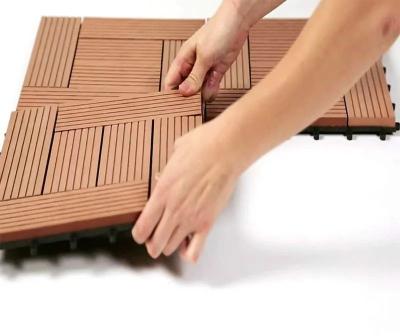 China Simply Installation Modern Anti-Slip Swimming Pool Durable WPC Wooden Composite Deck Tiles for sale