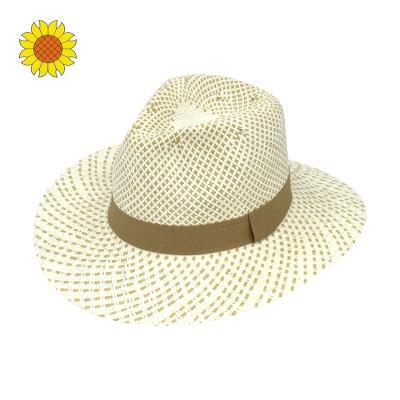 China Exquisite Brim Trilby Hats Straw Hats Custom Fedora Wide Summer Cowboy Men Women Character for sale