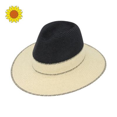 China Classic Straw Hats 100% Fedora Summer Wide Brim Trilby Paper Hats Cowboy Men Women Character Design for sale