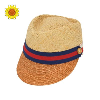 China Striped Sumptuous Summer Unisex Hand Woven and Sewn Trim - Ribbon Hat Sun Brim Braid Wheat Raffia for sale