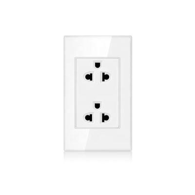 China USA Residential/Multi-Purpose 120*70mm Tempered AC110-250V 16A CE Rohs AC110-250V 16A Crystal Glass Panel Wall Socket Power Outlet and USB 5V 2100mA Outlets for sale