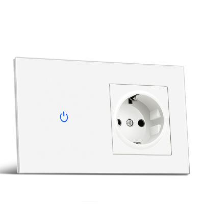 China Residential European Regulatory Type 146*86/General Purpose CE Rohs Tempered Crystal Glass Panel Wall Switch and Plug and USB Socket Switch 5V 2100mA for sale