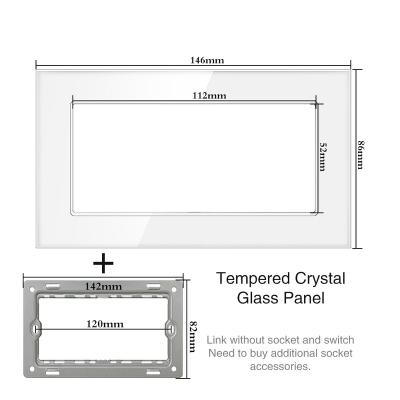 China Residential / General Purpose Type Tempered Crystal Glass Panel Wall Socket Panel And Socket EU UK 146*86 Dim Current Panel And Bracket for sale