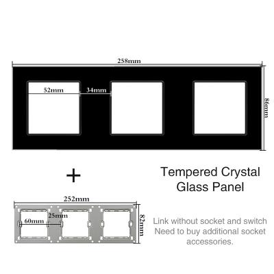 China Residential EU/Multi-Purpose UK 258*86 Tempered Crystal Glass Panel Wall Socket Panel and Dim Current Socket Face Frame and Bracket for sale