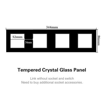 China Residential EU / Multi-Purpose UK 344*86 Tempered Crystal Glass Panel Wall Socket Panel and Dim Current Socket Face Frame and Bracket for sale