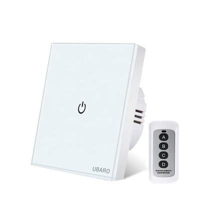 China Smart Home Wireless Remote Control Switch EU Standard 433Mhz RF Wireless Control Tempered Crystal Glass Panel Wall Light Touch Switch Remote Sensor Button 1/2/3 Strip for sale