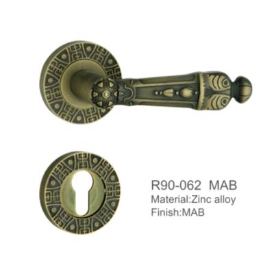 China Retro Design Slot Lock Handle Luxury Art Deco Rosette Door Handles for sale