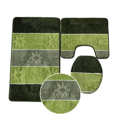 China 3 PCS Sustainable Fashion Non-slip Cover The Floor Mat Bathroom Mat Toilet Set for sale