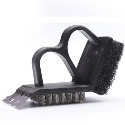 China Easily Cleaned BBQ Cleaning Brush Black Plastic BBQ Grill Cleaning Brush And Scraper for sale