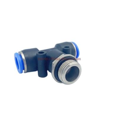 China PB Series T Type Plastic Air Hose Connector Pneumatic System Quickly Connect Fitting 3 Way for sale