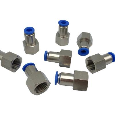 China Machinery Repair Shops Air Connectors Hose Fittings Female Straight Push In Pneumatic Fittings Connector for sale