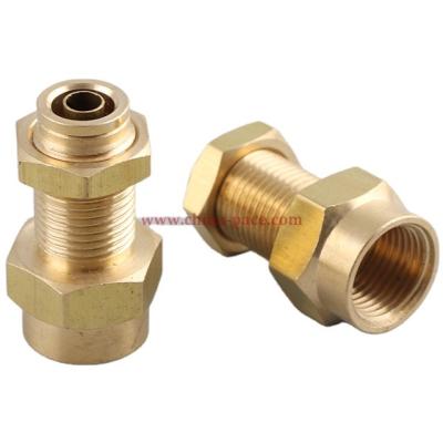 China Copper Brass Fittings Brass Fittings Brass Straight Female DOT Bulkhead Union for sale