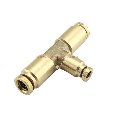 China Brass SAE J844 DOT Push In Fittings Tubing Tee Reducer For Hose OD 1/8