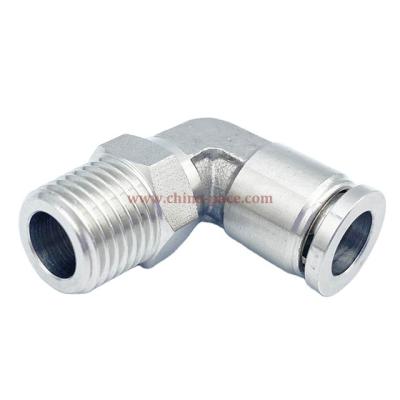 China High Temperature Machinery Repair Shops Elbow Stainless Steel Male Push In Pneumatic Hose Fitting for sale