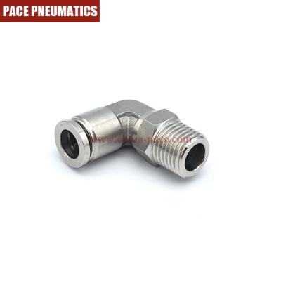 China Pneumatic System Male SUS Elbow Stainless Steel Push In Fittings Metric And Inch Size NPT Thread for sale