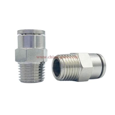 China Factory High Pressure Tube NPT UNF Imperial Thread Male Straight Nickel Plated Brass Push In Air Fittings for sale