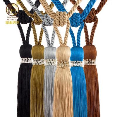 China Long Curtain Tassel Tieback Curtain Accessories with Diamond Beautiful Curtain Tieback for sale