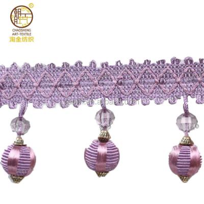 China Easy Handcraft Polyester Yarn Bead Fringe For Home And Curtain for sale