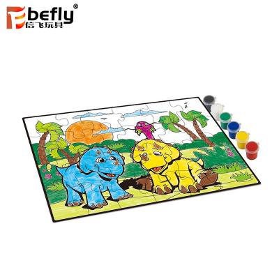 China Improve Kids Ability DIY Cartoon Dinosaur Model Floor Jigsaw Puzzle Coloring Manual Toy For Kid for sale