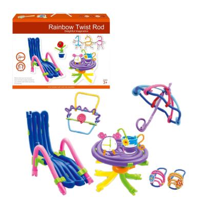 China 100pcs Plastic Funny Soft Flexible Stick Toy Kindergarten Diy Educational Building Games for sale