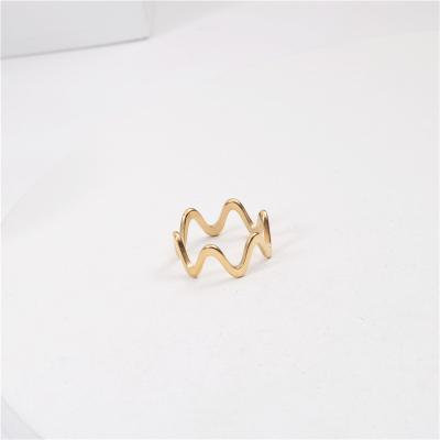 China Simple Lead Free Nickel Free 18k Gold Plated To Zigzag Stainless Steel Rings For Women Tarnish Free Jewelry 2022 Trendy Fashion for sale