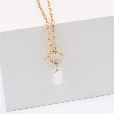 China Wholesale 2022 Large Baroque Irregular Pearl Necklace Stainless Steel Jewelry Pendant Lead Free Nickel Free for sale