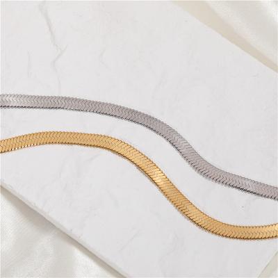 China Lead Free Nickel Free 18k Gold and Snake Chain Stainless Steel Shiny Fishbone Silver PVD Necklace Tarnish Free Trendy Fashion Jewelry for sale