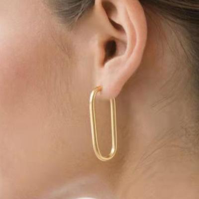 China FAST SHIPPING Nickel Free Lead Free PVD 18K Gold Plated Plain Gold Plated Tube Hoop Earring Customized Earring Factory Supply for sale