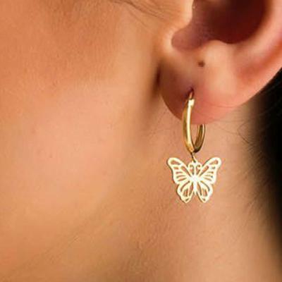 China High Quality Lead Free Nickel Free 18K Gold Plated Butterfly Stud Earrings For Women Stainless Steel Huggie Earring Wholesale for sale