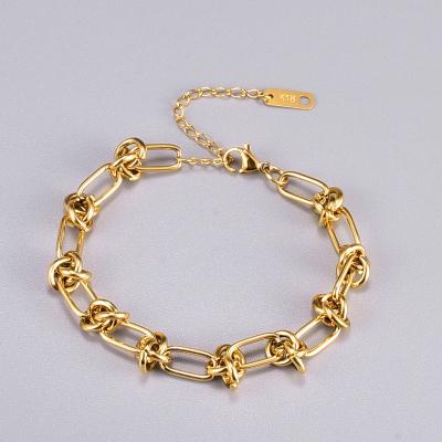 China Wholesale Gold Nickel Free Lead Free Fashion Jewelry Knot Bangle Stainless Steel Bracelet For Women 18K Jewelry Drop Shipping Supplier for sale