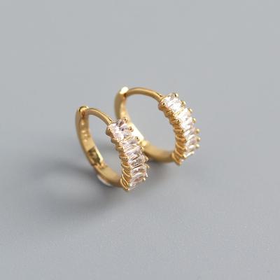 China Crystal Pave 925 Sterling Silver Hoop Earring Huggie Tasty Silver Earring Lead Free Nickel Free Earrings for sale