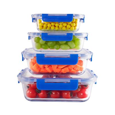 China CLASSIC Multifunctional borosilicate food storage container grade glass compart lunch box with lid With Lock for sale